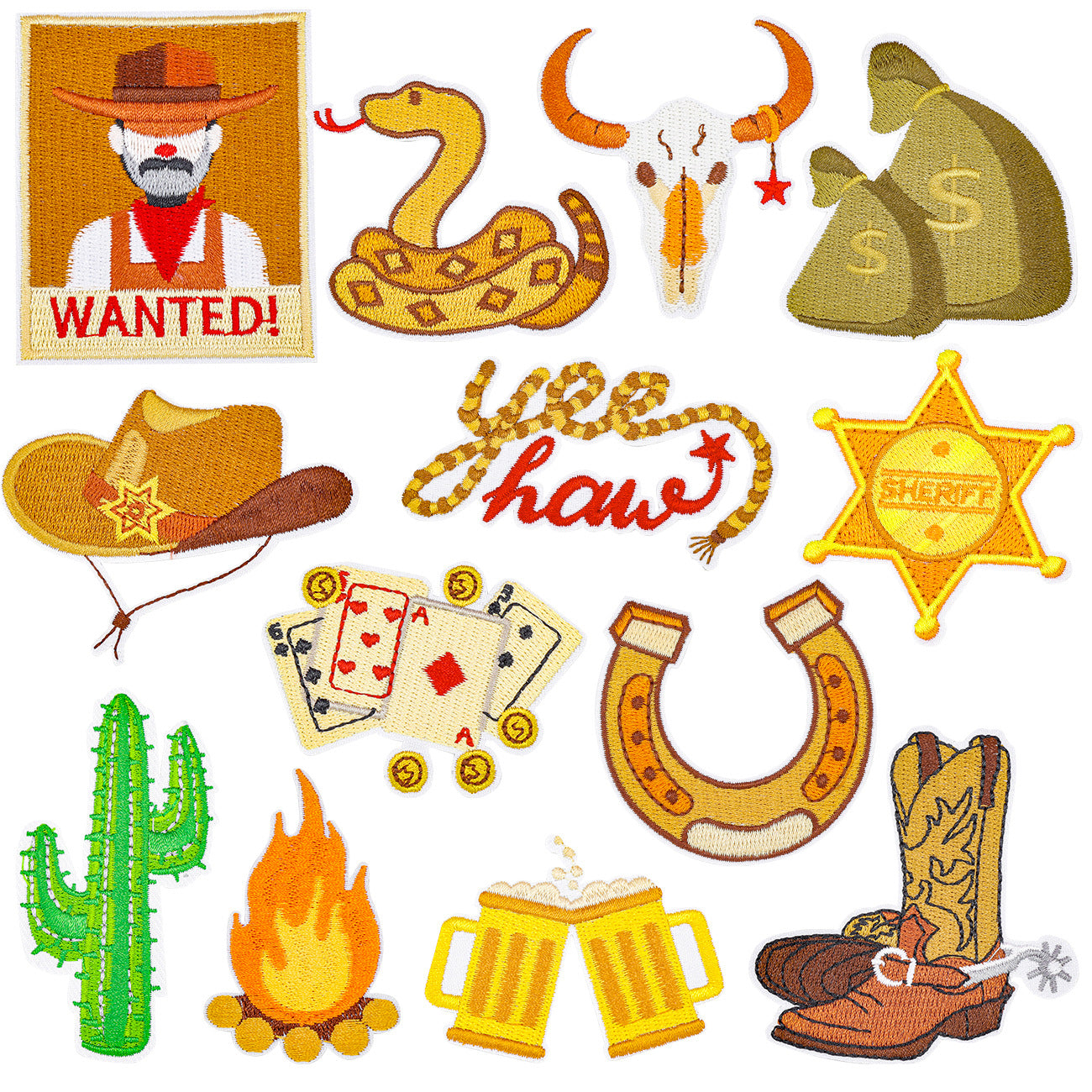Wholesale Western patch yellow clothing accessories embroidery patch