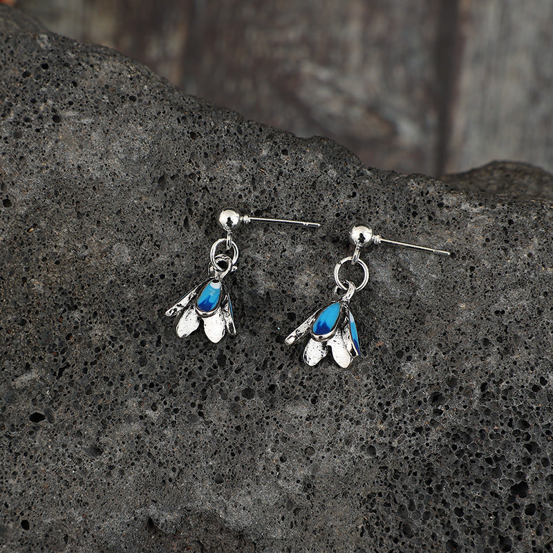 Wholesale Simi-style minimalist petal patchwork flower earrings