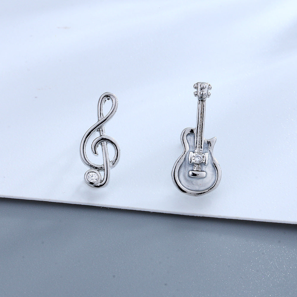 Wholesale Cute Guitar Notes Copper Earrings