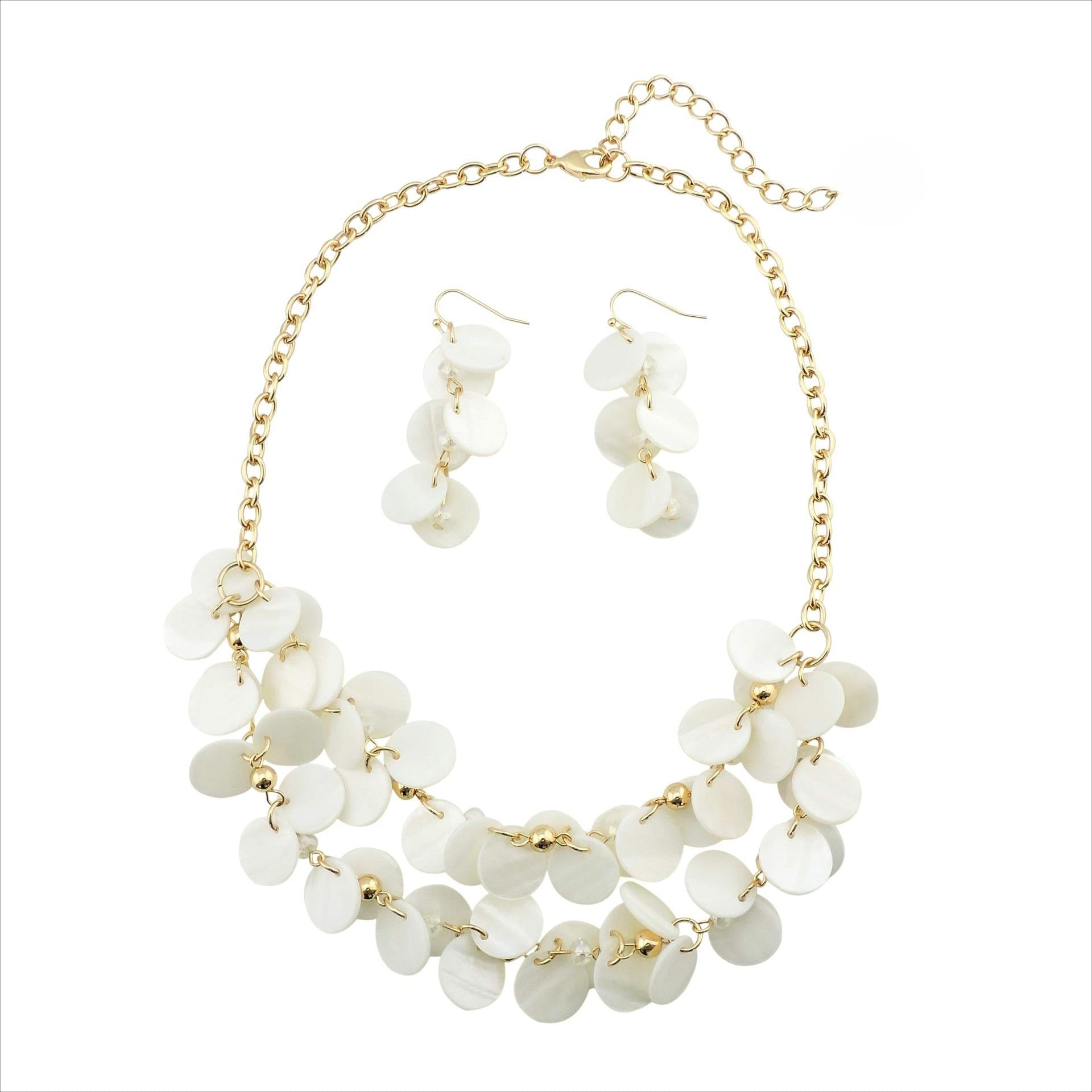 Wholesale Holiday Style Round Natural Dyed Shell Earrings Necklace