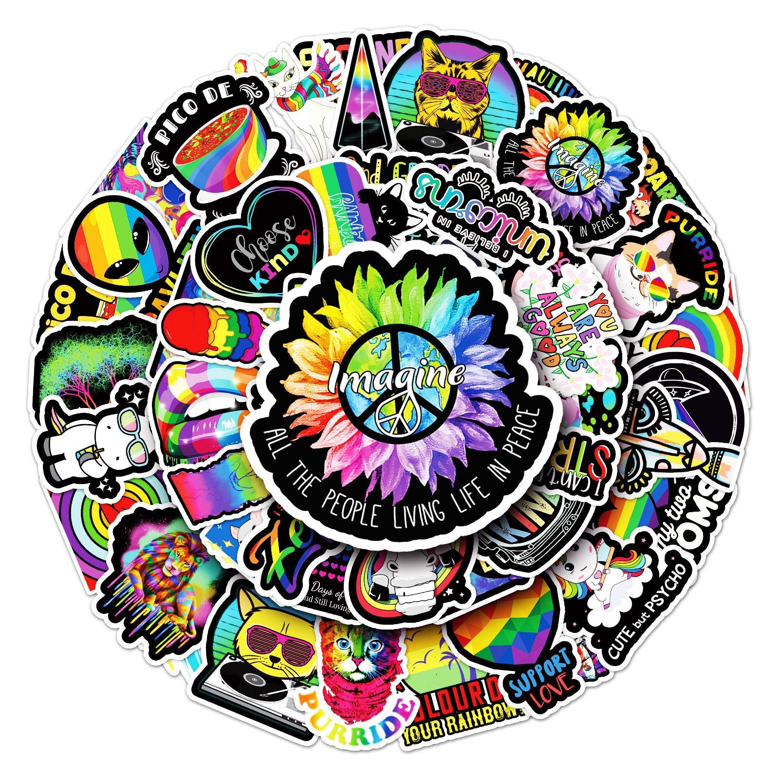 Wholesale 50pcs personalized DIY color rainbow stickers