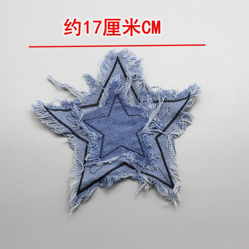 Wholesale New denim star butterfly heart patch
