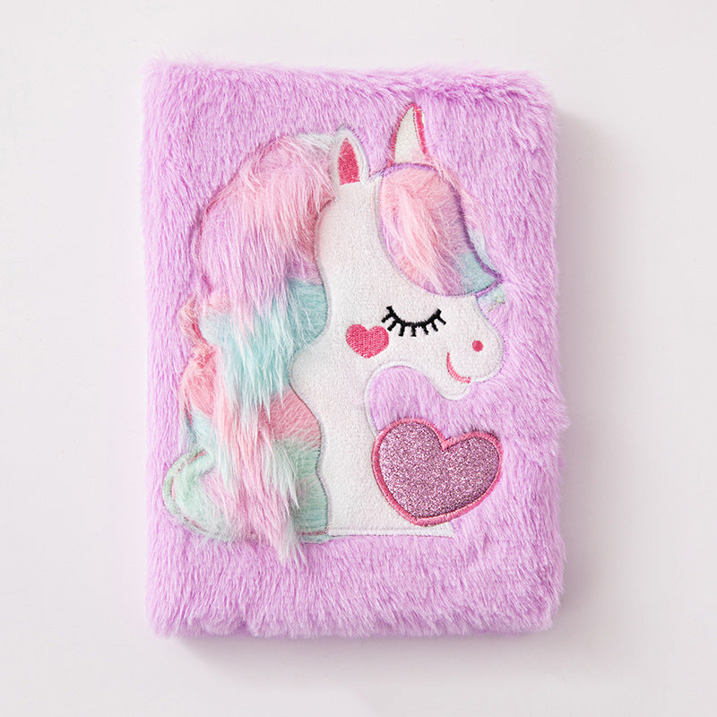Wholesale Macaron A5 Unicorn Plush Notebook