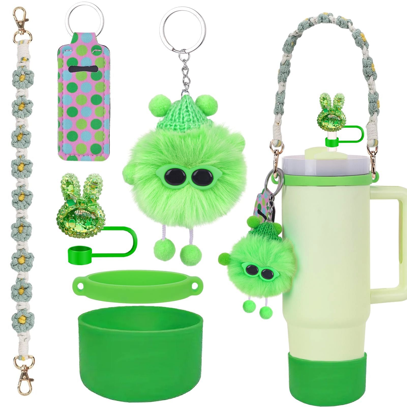 Wholesale Plush pendant butterfly straw hat cup sleeve cup chain accessories