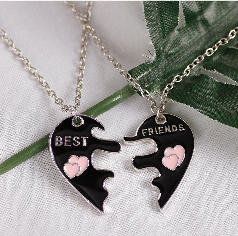 Wholesale Love Stitching BEST FRIENDS Alloy Necklace Clavicle Chain Two-piece Set