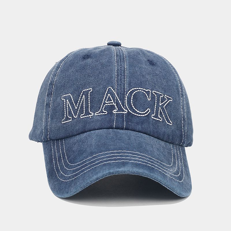 Wholesale Washed Cotton Topstitch Embroidered Letters Baseball Cap