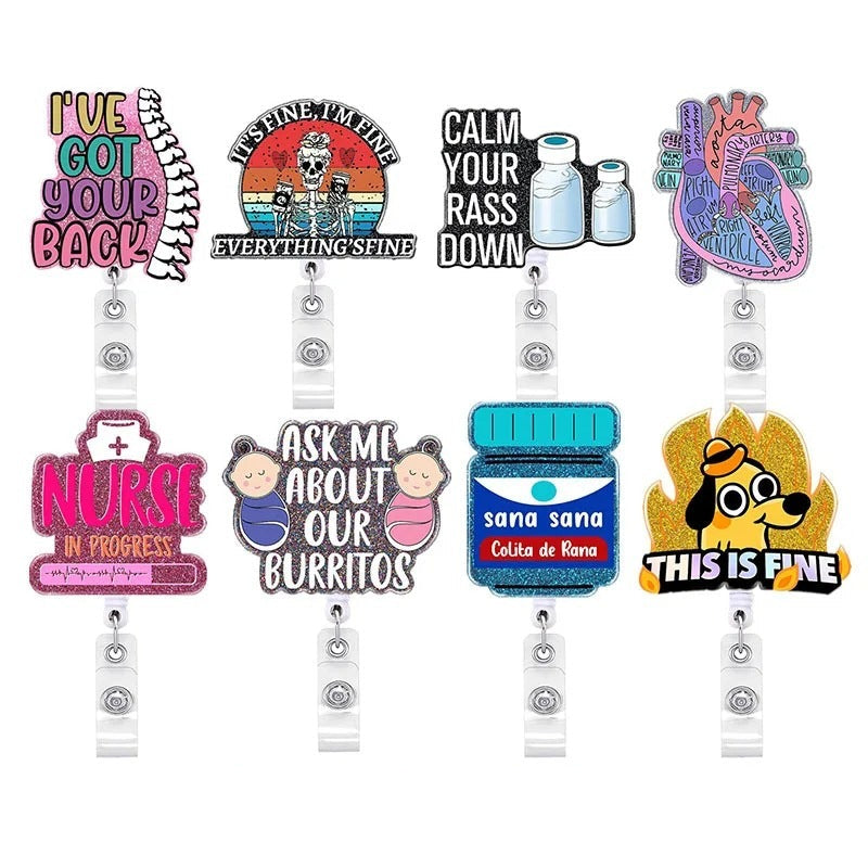 Wholesale  Hospital Staff Acrylic Badge Reel Doctor Nurse Organ Department Telescopic Easy Pull Buckle
