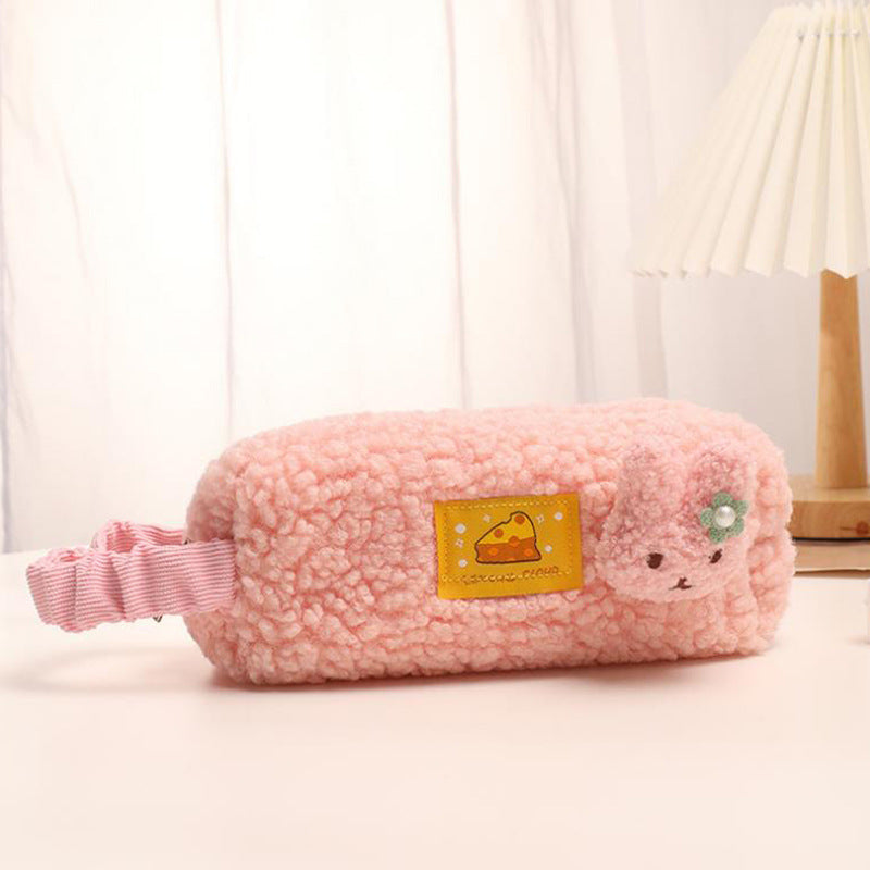 Wholesale Portable Lamb Wool Large Capacity Simple Pencil Case