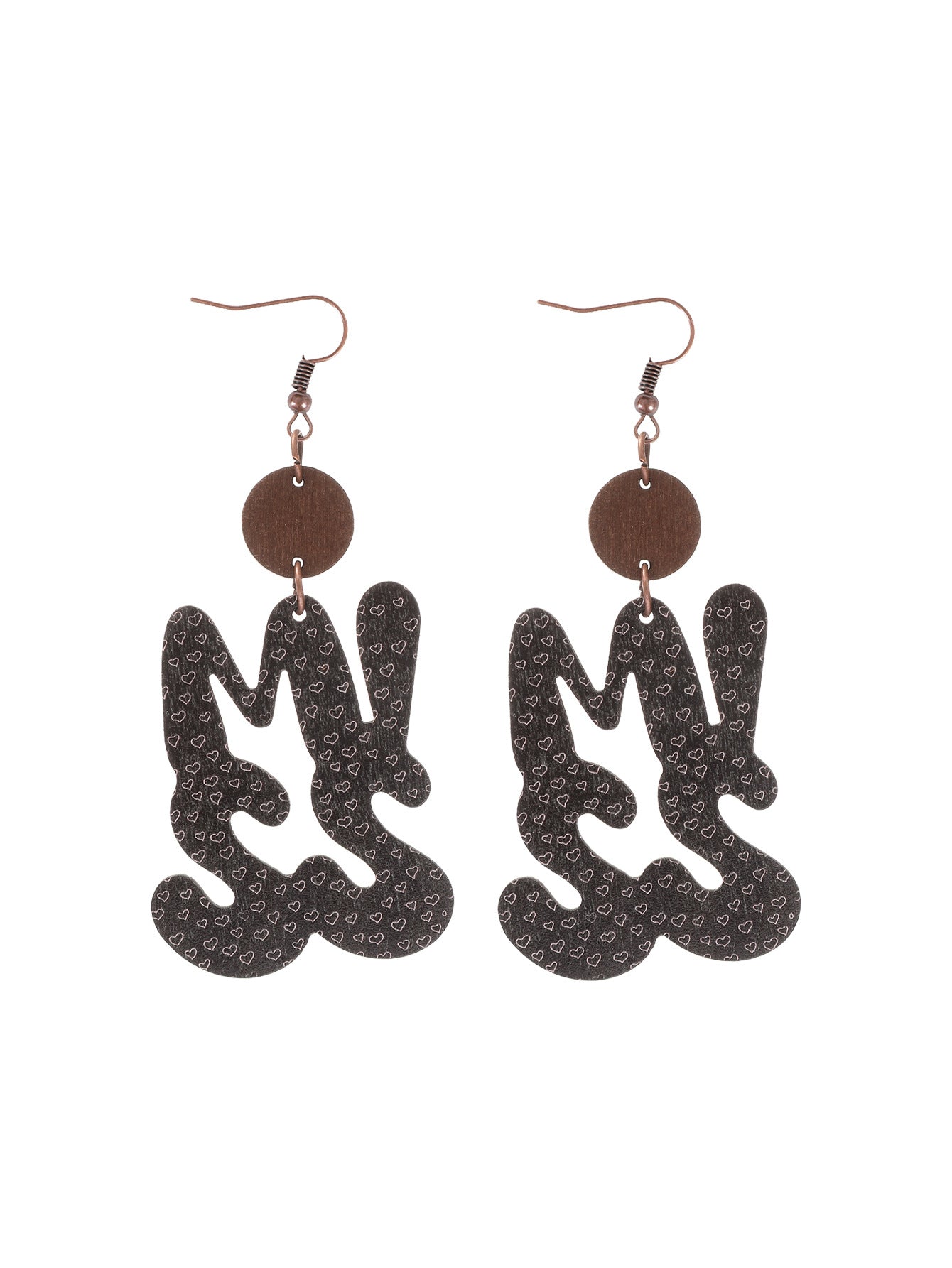 Wholesale Valentine's Day English Letter MISS Miss Pattern Wooden Earrings