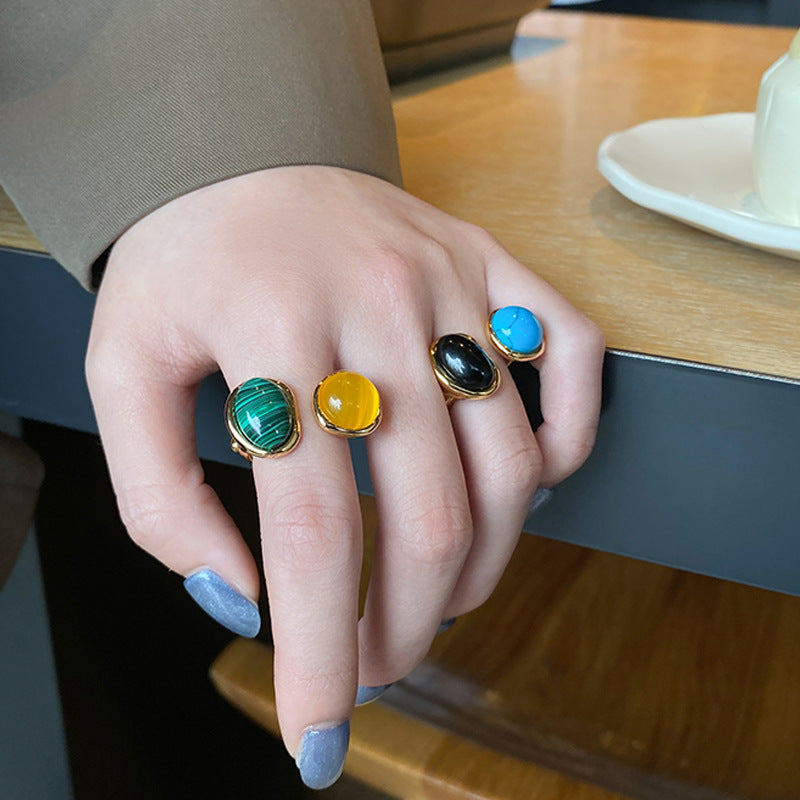 Wholesale Turquoise Silver Plated Simple Ring