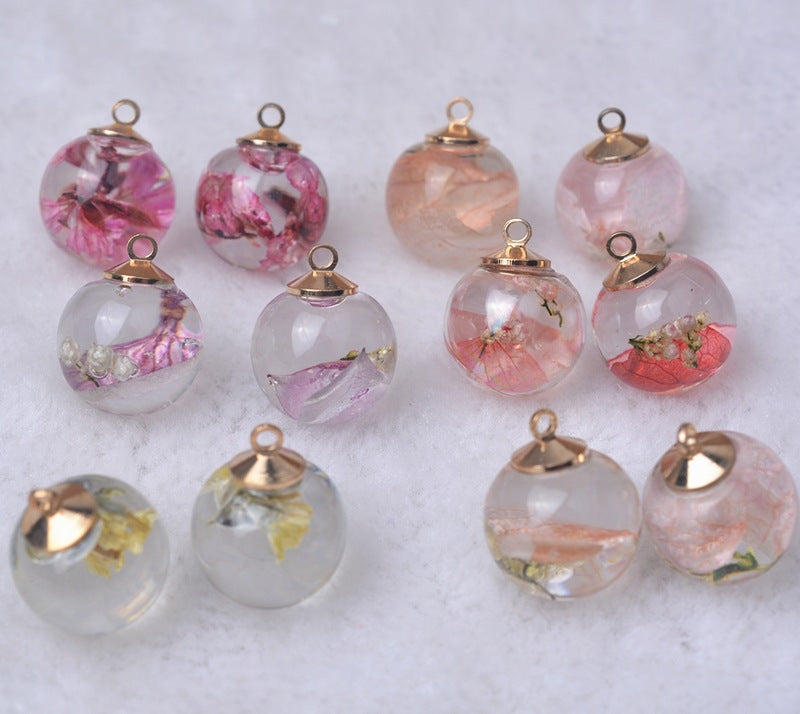 Wholesale 20pcs Alloy Glass Acrylic Small Ball Pendant DIY Handmade Jewelry Bulk Accessories Earring Accessories Key Case Pendant