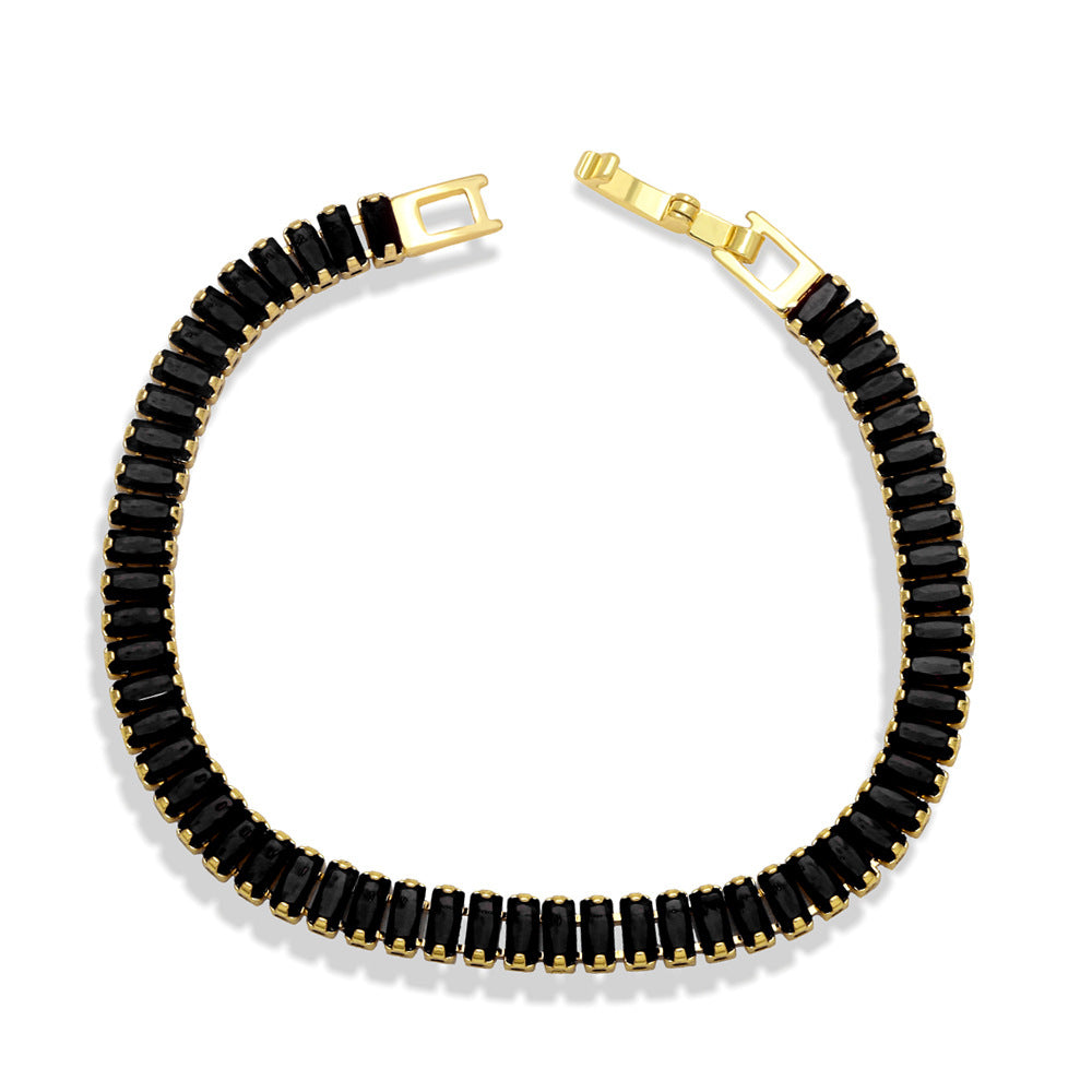 Wholesale Colored Zircon Copper Inlaid Diamond Personality Thick Chain Bracelet