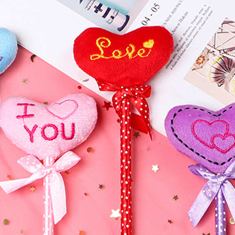 Wholesale Pens 6pcs Valentine's Day Plush Cloth Love Plastic Ballpoint Pen