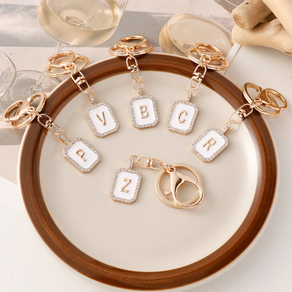 Wholesale 26 Letters Diamond-drip Oil Key Chain