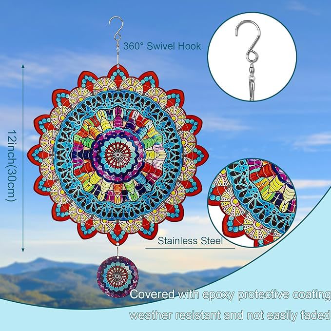 Wholesale animal wind-turning ornaments outdoor 3D rotating wind chimes