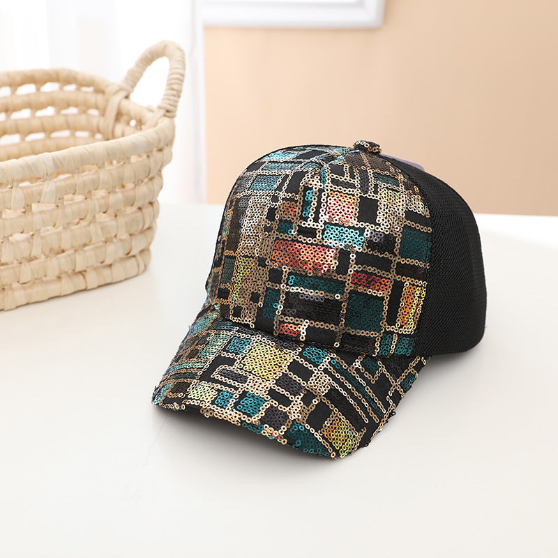 Wholesale Colorful Sequin Mesh Breathable Stitching Children's Baseball Cap