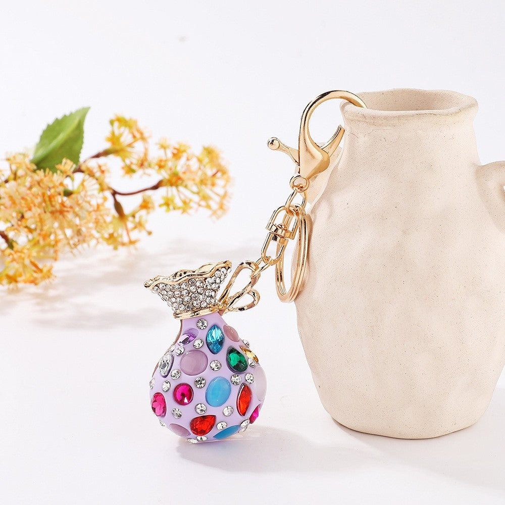 Wholesale Diamond-studded lucky bag couple car keychain