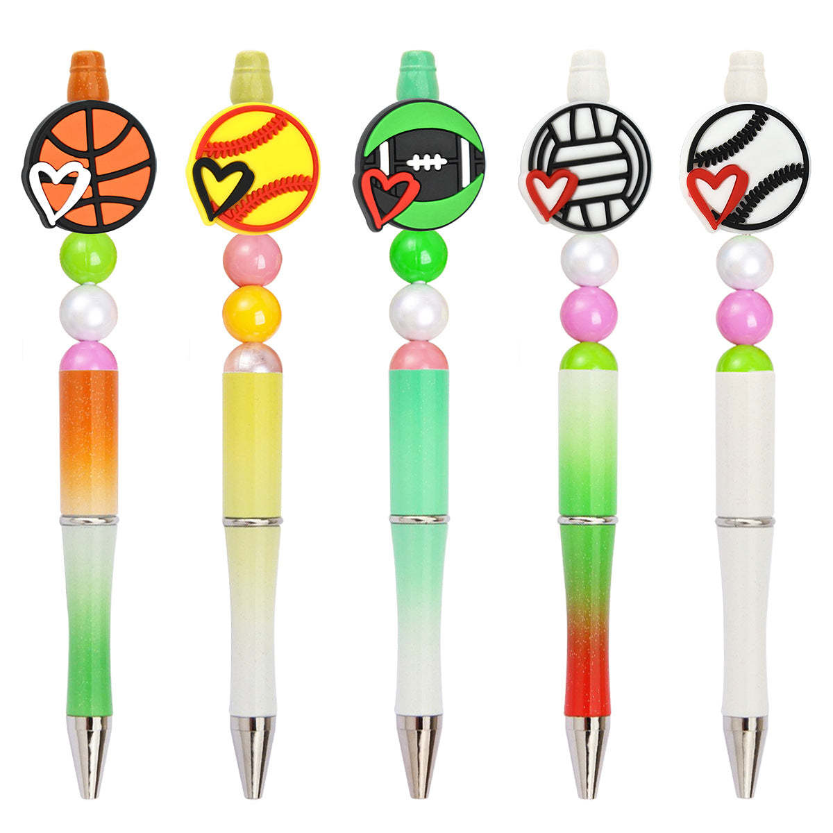 Wholesale Random100pcs/pack DIY Ball Sports Series Ballpoint Pen Focus Beads