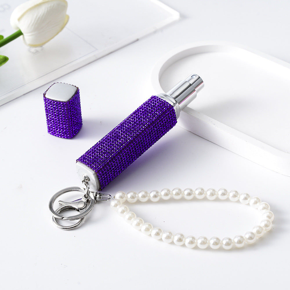 Wholesale Diamond-studded creative 10ml perfume bottle keychain