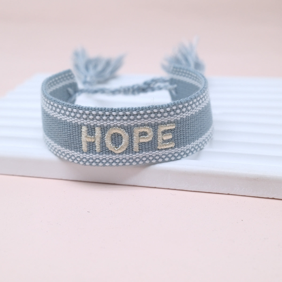 Wholesale Cord Embroidered Letter Woven Tassel Bracelet