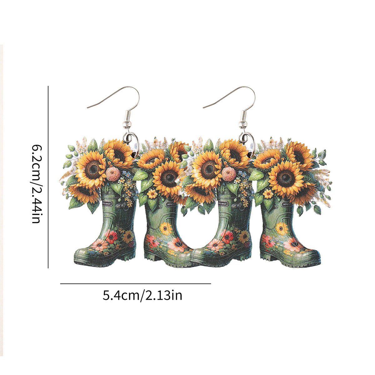 Wholesale Western wind cowboy boots wooden double-sided earrings