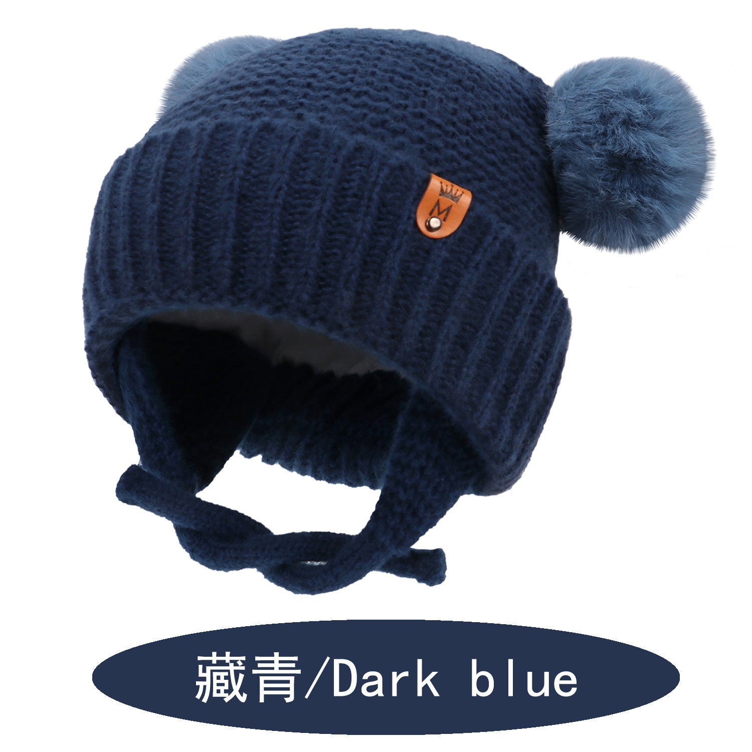 Wholesale Cute Double Ball Earmuffs Knitted Cotton Lining Windproof Rope Pullover Hat