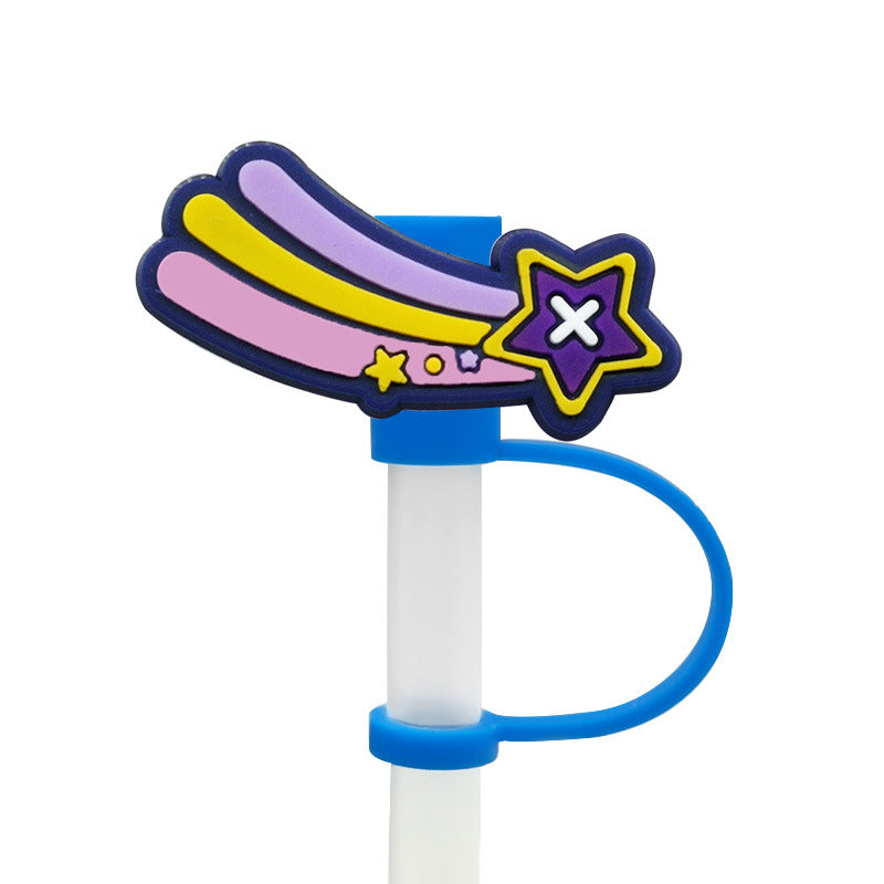 Wholesale of 10PCS Space Transportation Vehicles with Silicone Straw Tube Cap Straw Decorations