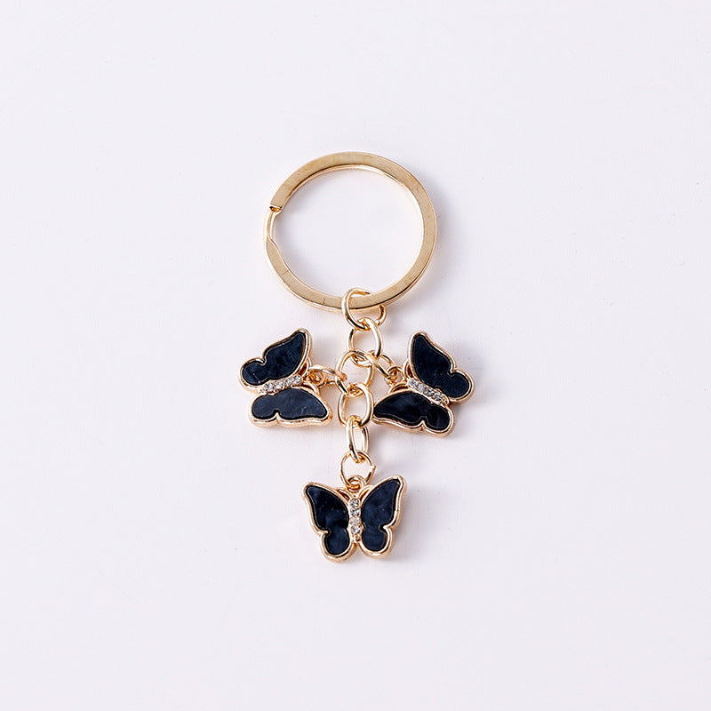 Wholesale Oil dripping diamond alloy colorful butterfly keychain