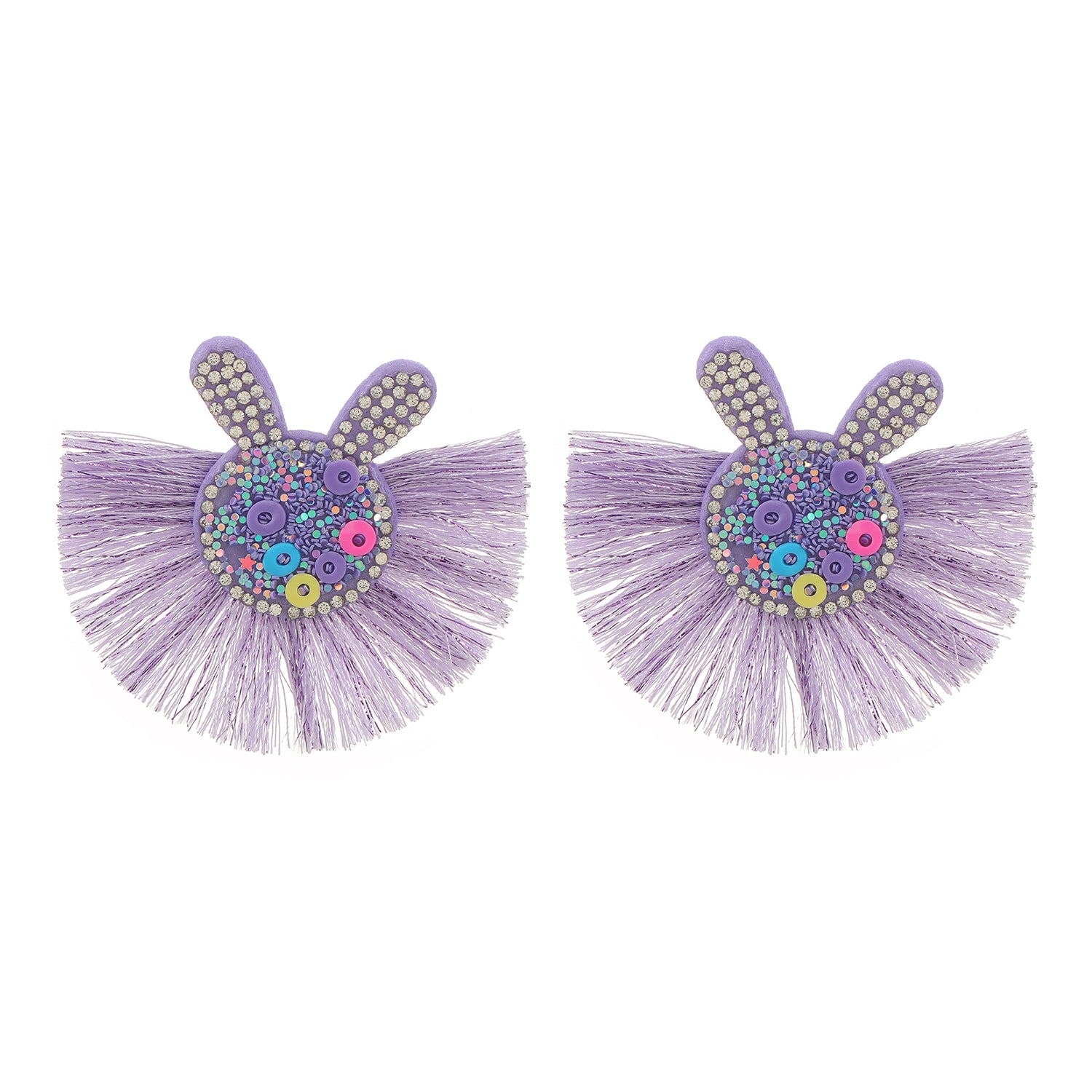 Pendientes de conejo coloridos de borla festoneada al por mayor