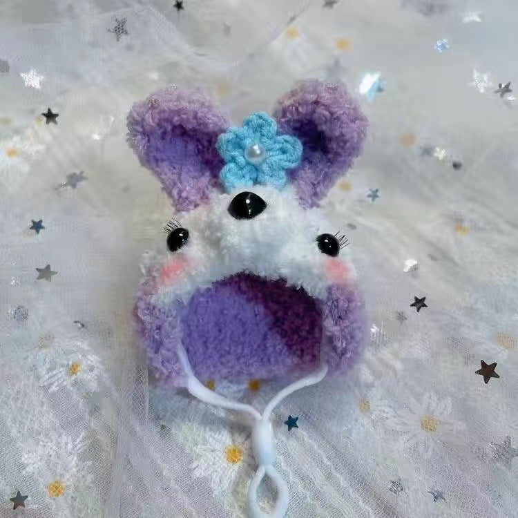 Wholesale plush cute small hat photography props handmade crocheted pet wool hat Winter Mini