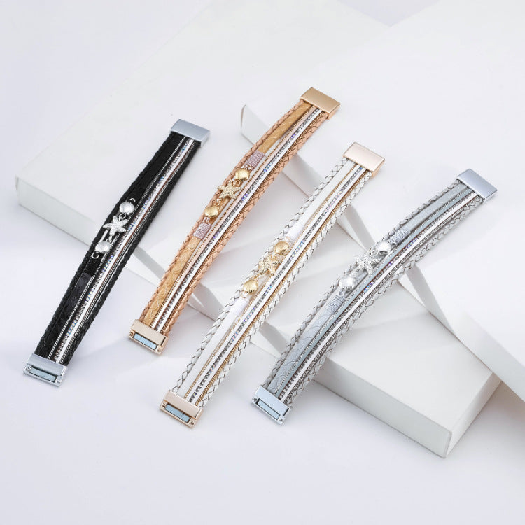 Wholesale Ethnic Style Holiday Style Small Starfish Inlaid with Colorful Diamond Bracelets