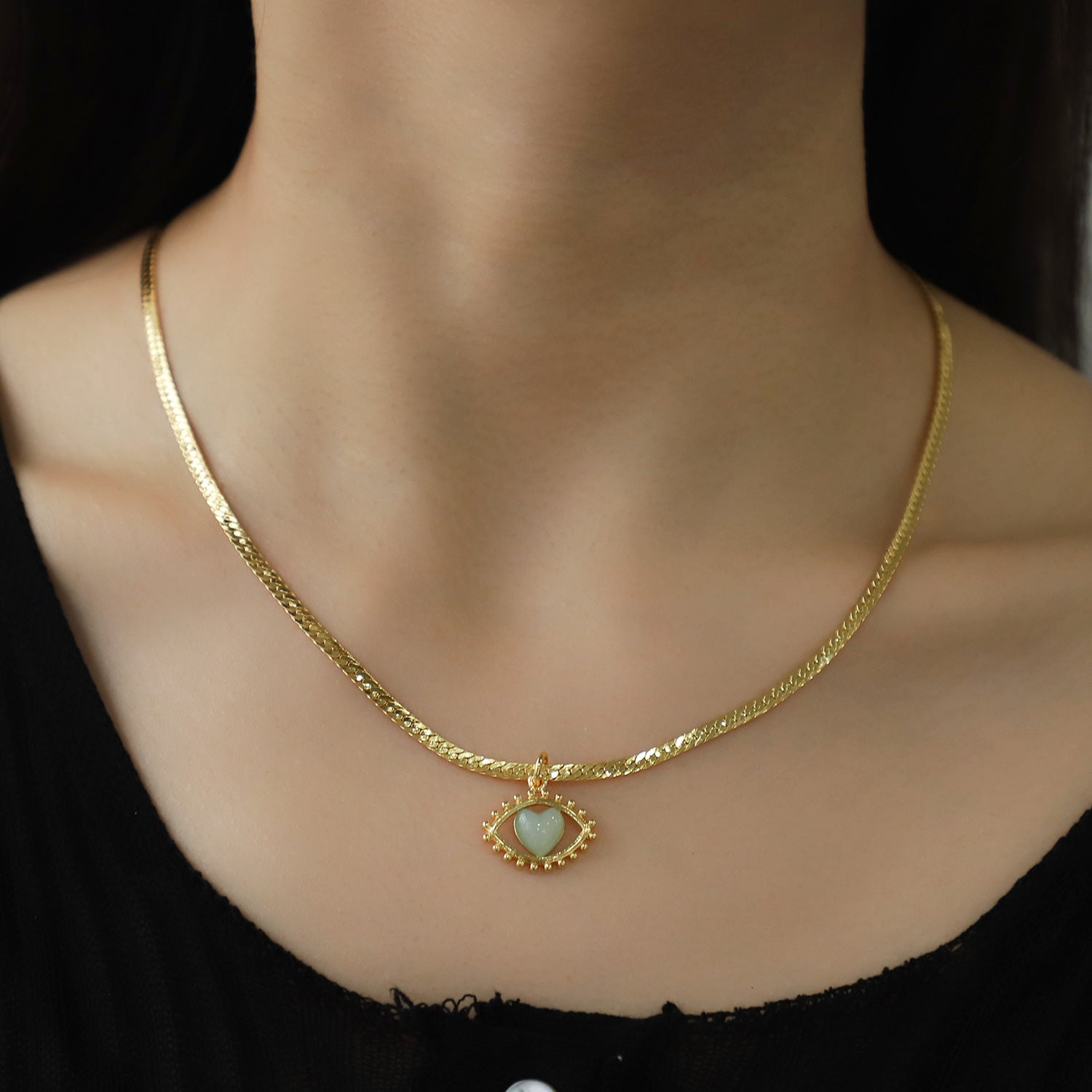Wholesale 18K Real Gold Semi-precious Stone Necklace