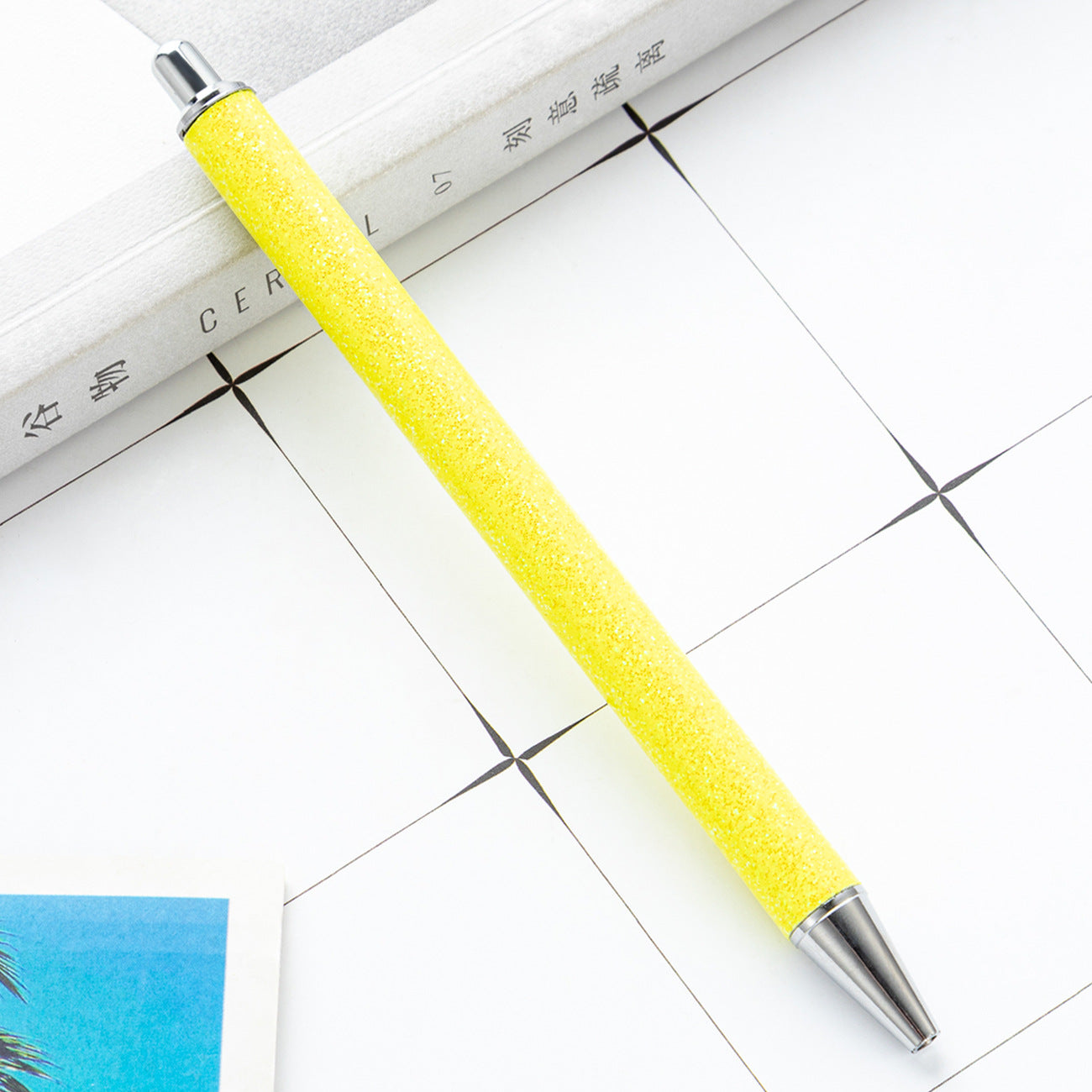 Wholesale Gold Powder Foreskin Pu Multi-color Metal Push Ballpoint Pen