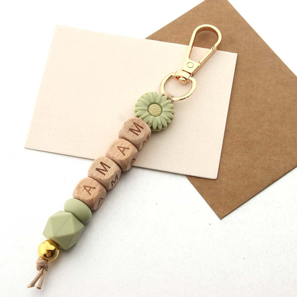 Wholesale Silicon Daisy Silicone Beads Keychain