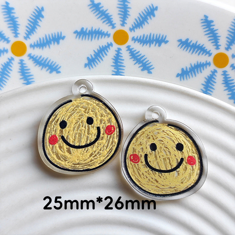 Wholesale 10pcs Double-sided bow three-dimensional relief acrylic jewelry accessories DIY pendant with holes cartoon character cute