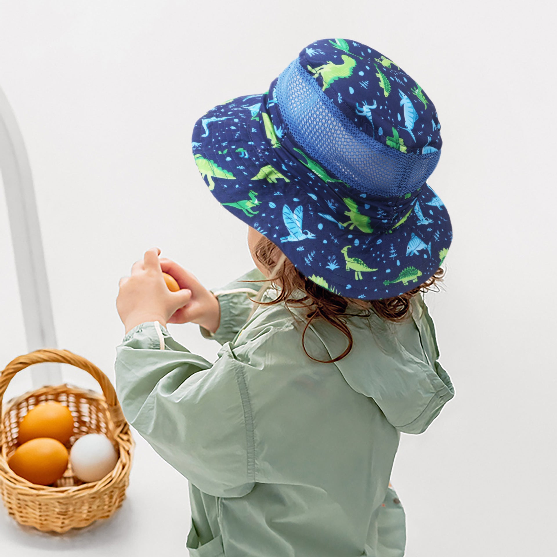 Wholesale Breathable Mesh Cartoon Dinosaur Print Outdoor Children's Sun Hat
