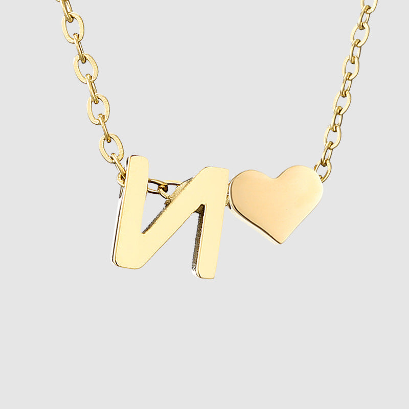 Wholesale Heart Letter Pendant Gold Plated Necklaces