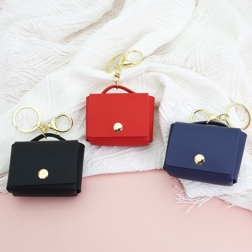 Wholesale Creative Leather Mini Square Bag Coin Purse Keychain