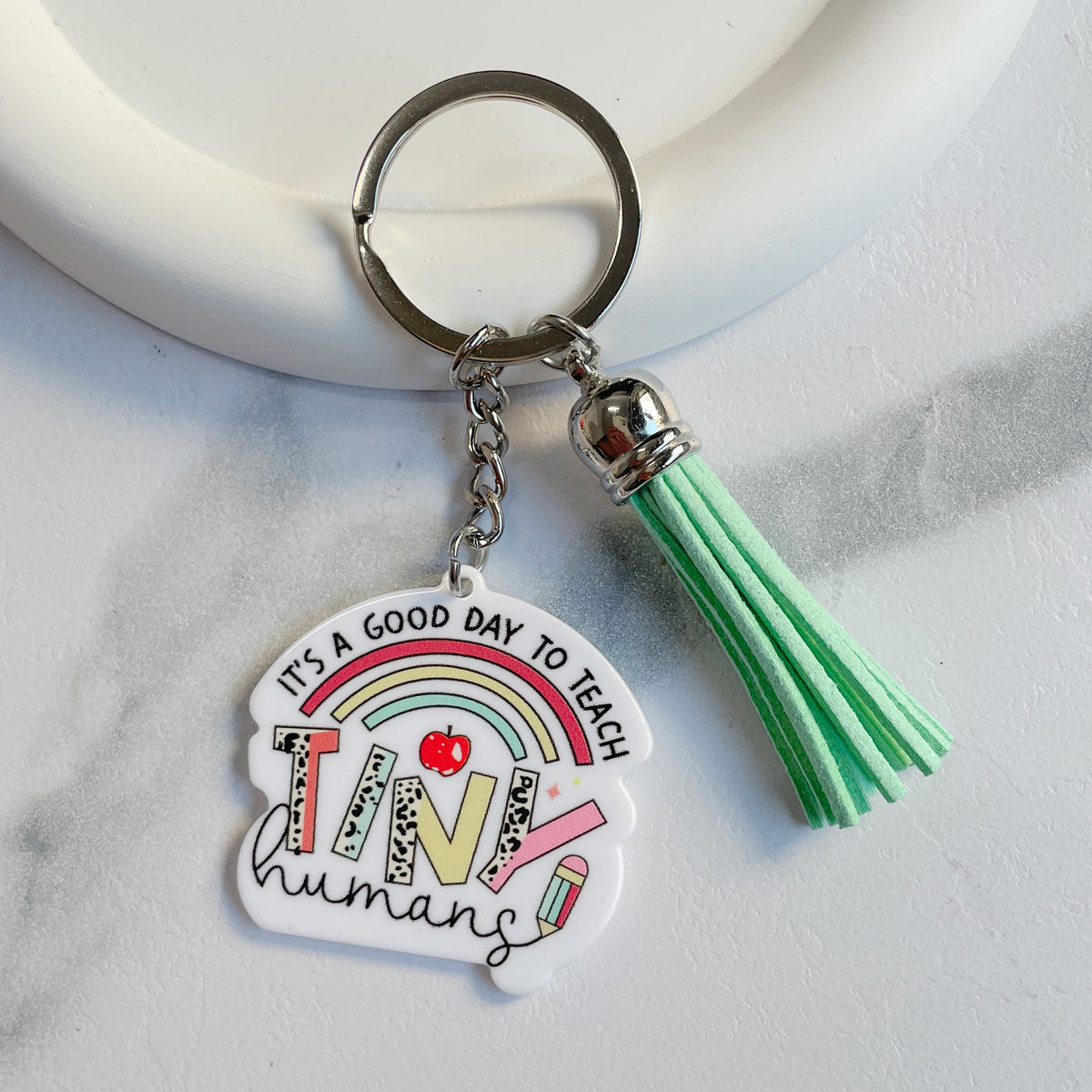 Wholesale Teacher Gifts Acrylic Letter Tassel Pendant Keychain