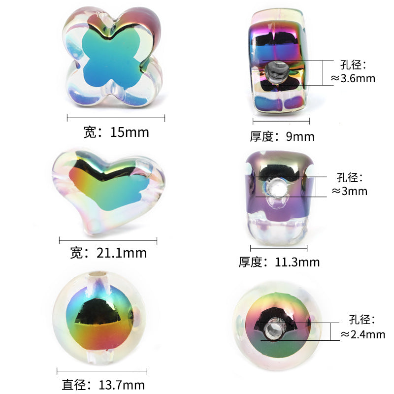 Al por mayor 30 piezas/paquete UV chapado UV Heart Heart Plastic Beads