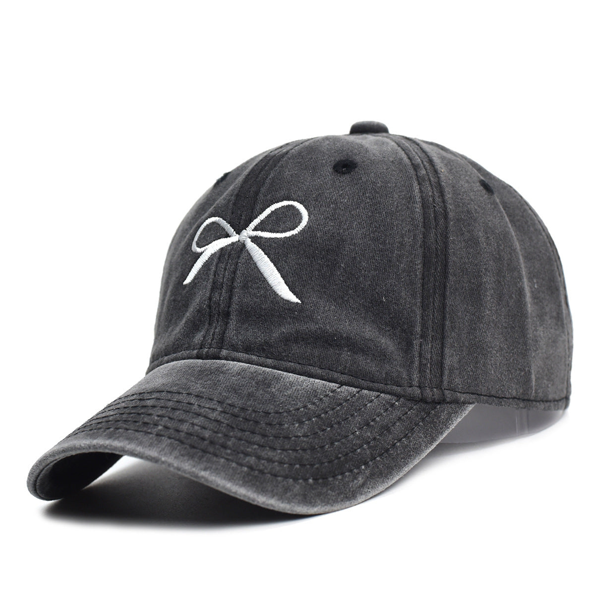Wholesale Vintage Washed Distressed Bow Embroidered Baseball Cap