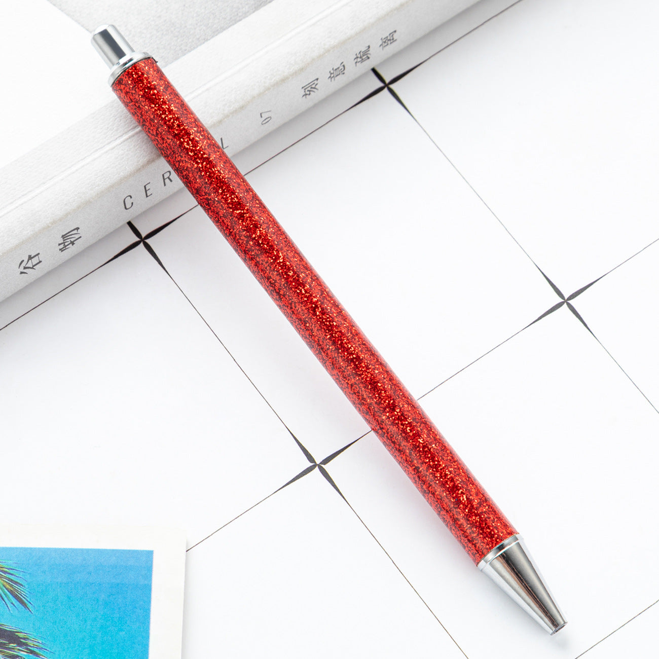 Wholesale Gold Powder Foreskin Pu Multi-color Metal Push Ballpoint Pen