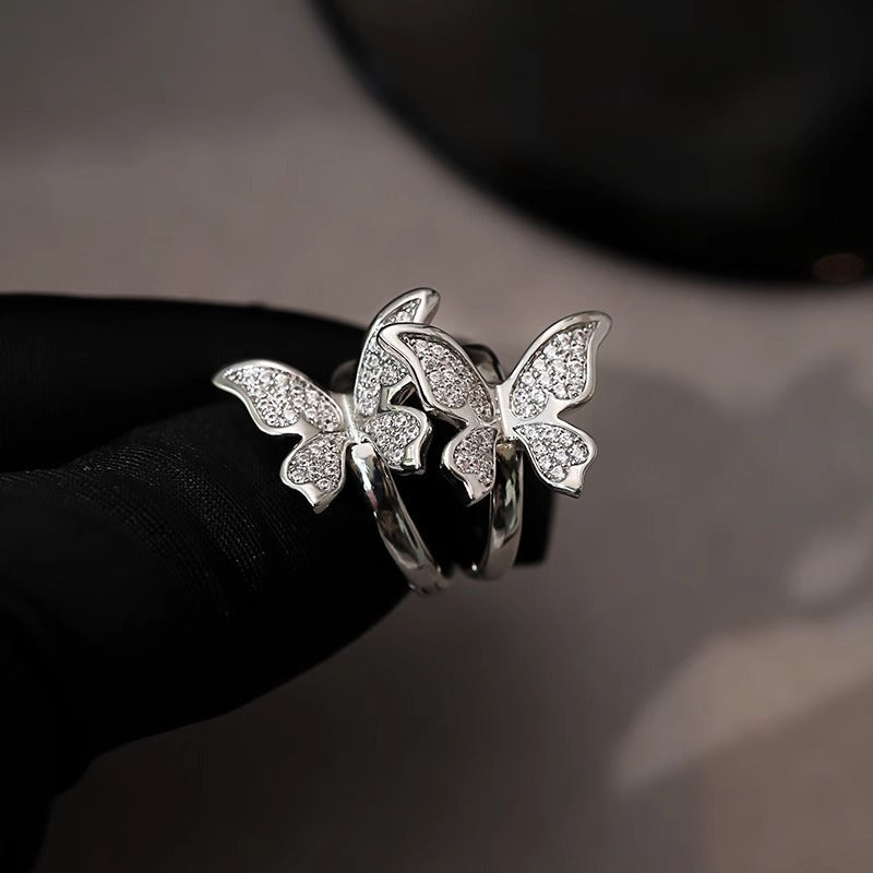 Wholesale Super Flash Zircon Butterfly Ear Buckle Niche Design Versatile Fashion High-end Simple Ear Jewelry Light Luxury Stud Earrings