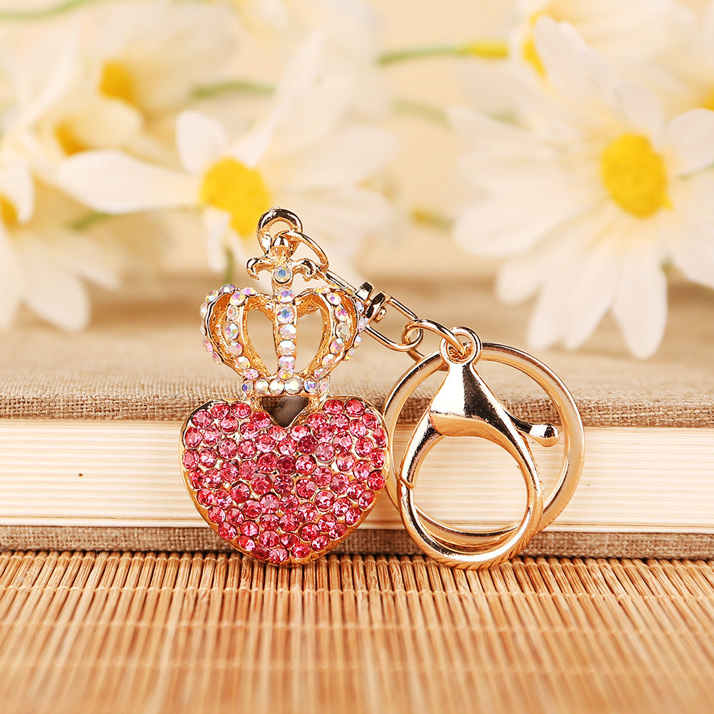 Wholesale Heart Diamond Crown Keychain
