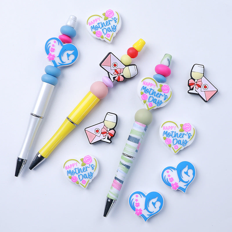 Wholesale 20PCS/PACK Mother's Day Heart-shaped Silicone Beads