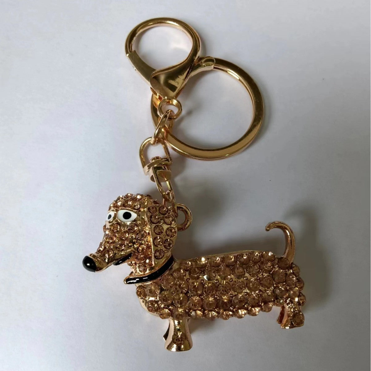 Wholesale Zinc alloy puppy diamond keychain