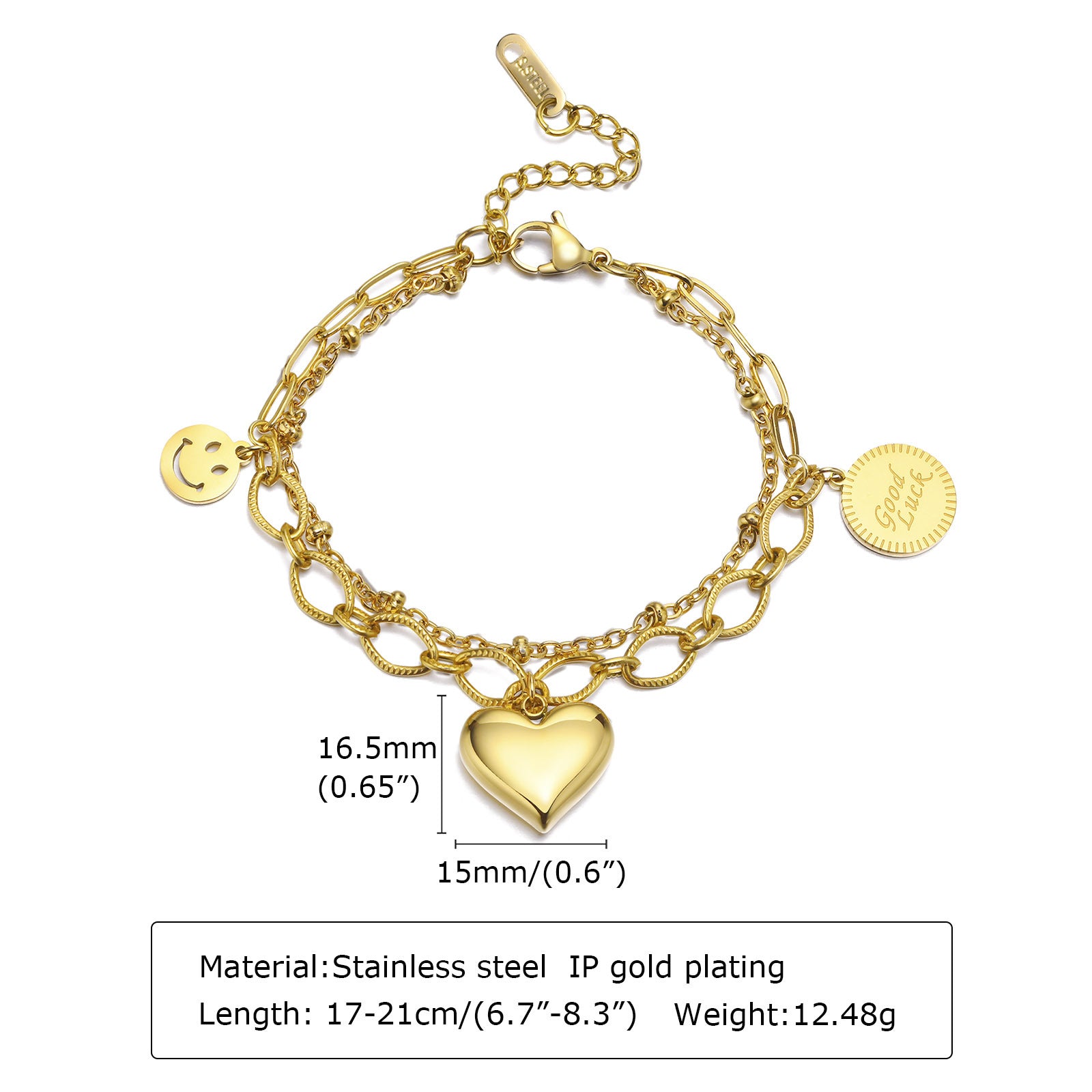 Pulseras de acero inoxidable de acero inoxidable de rectángulo de oro al por mayor