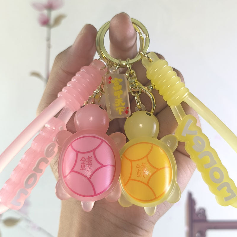 Wholesale Internet Celebrous Luminous Money Little Turtle Keychain Cute School Bag Pendant Key Chain Accessories Doll Machine Gift Keychains
