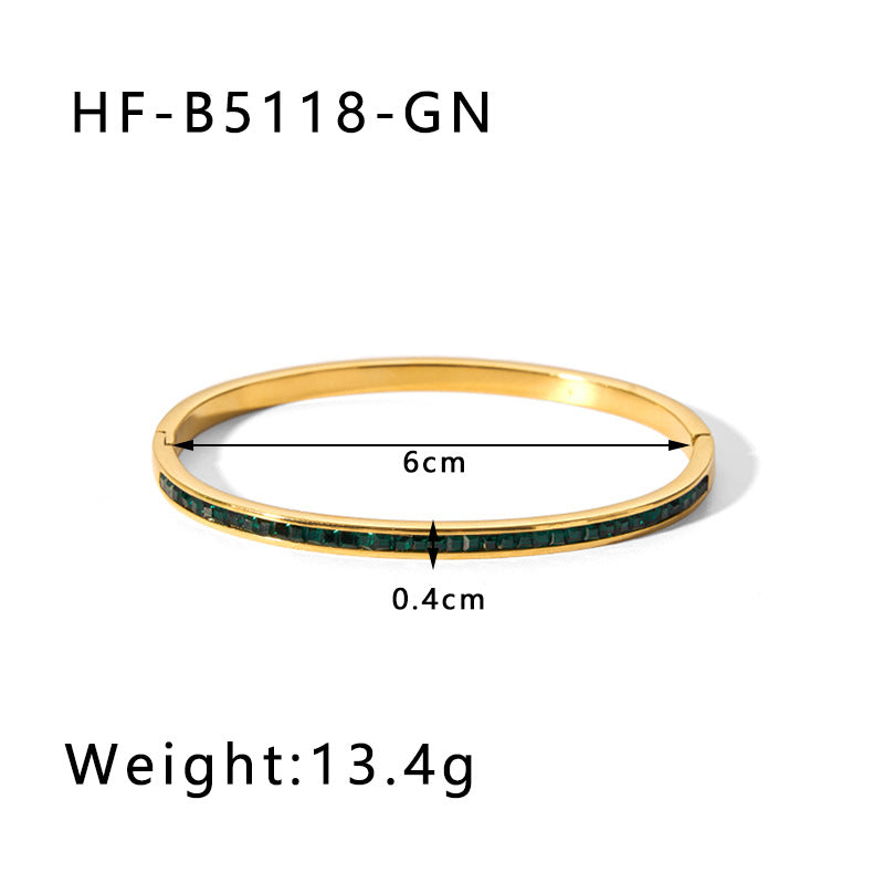 Wholesale Titanium Steel Inlaid Zircon Retro Wide Edge Full Diamond Plated 18K Real Gold Irregular Bracelet