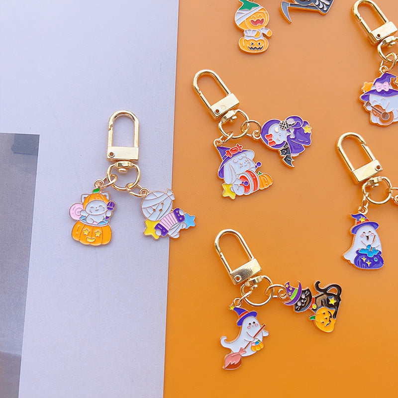 Wholesale Halloween Cartoon Imp Pumpkin Ghost Alloy Keychain
